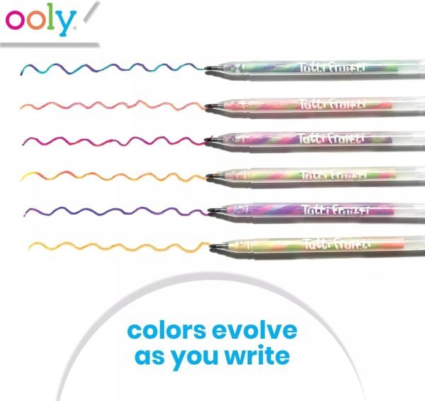 wholesale ooly scented tutti fruitti color changing gel pens set of 6-1.00mm nib, color changing as you write, pens for kids, adults, art and stationery supplies [tutti fruitti color changing - 6 pack] free samples