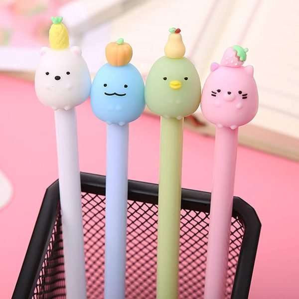 wholesale krizjues 12 pcs fruit cartoon animal pens, kawaii school supplies pens cute gel ink pens boys girls pens suitable for writing, gifts for children and teachers, black refill 0.5mm free samples