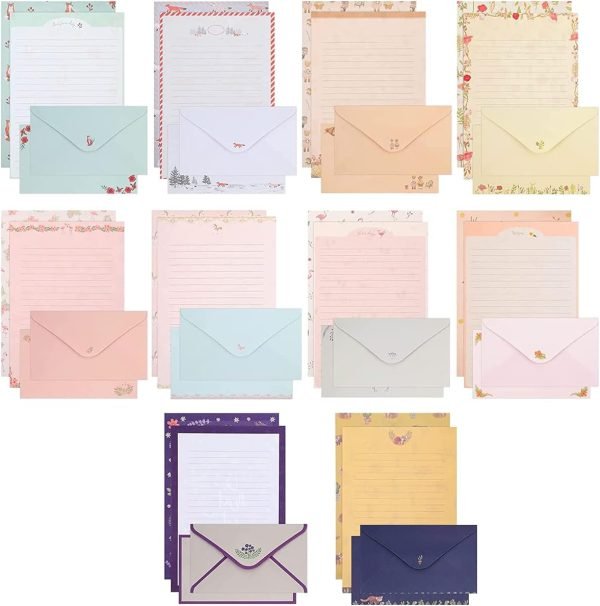 wholesale 90pcs stationary paper and envelopes set, writing paper stationery set,10 different style cute writing stationery paper letter set(60 stationery paper + 30 envelopes) free samples