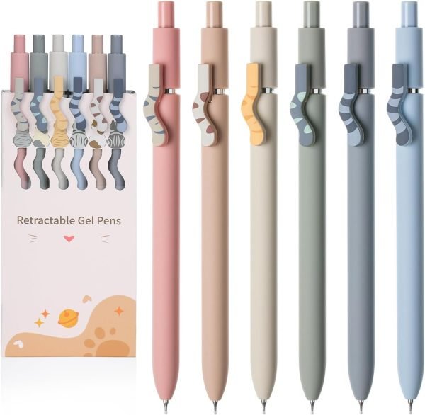 wholesale mr. pen- retractable gel pens, 6 pack, black ink, cat gel pens, cat's tail gel pens fine point 0.5mm, retractable pens, aesthetic pens for journaling fine tip pens, cute cat pens for cat lovers free samples