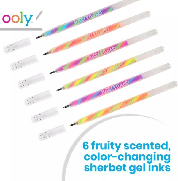 wholesale ooly scented tutti fruitti color changing gel pens set of 6-1.00mm nib, color changing as you write, pens for kids, adults, art and stationery supplies [tutti fruitti color changing - 6 pack] free samples