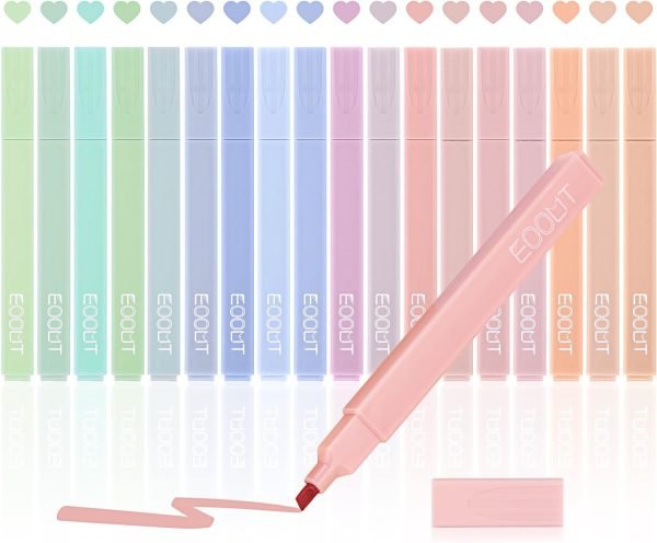 wholesale eoout 18pcs aesthetic cute pastel highlighters with assorted colors, bible highlighters and pens no bleed, soft chisel tip, dry fast, easy to hold for journal notes school office supplies (morandi) free samples