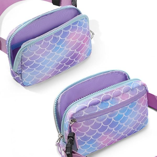 wholesale cute fanny pack for girls, kids belt bag teen girls crossbody waist bag gift (mermaid purple) free samples