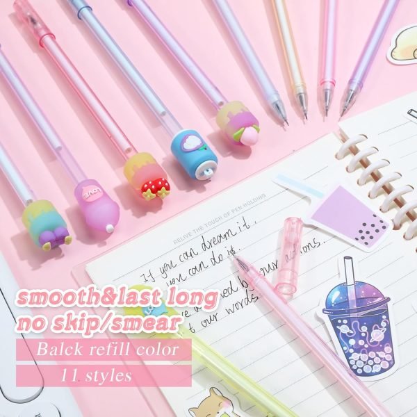 wholesale sabary 228 pcs kawaii stationary set include telescopic boba pencil pouch case bag gel ink pen sticky note bubble tea sticker pill highlighter stationary cute school supplies for christmas(vivid) free samples