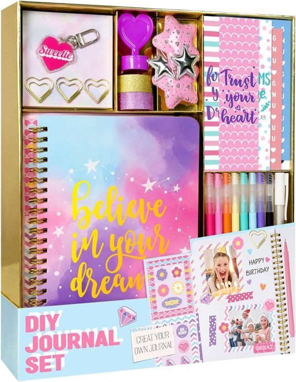 wholesale diy journal kit for girls - diy journal set for tween & teen girls, stationery set, scrapbook & diary supplies set, journaling art crafts kit, ideal gifts for 8 9 10 11 12 13 14 year old girl free samples