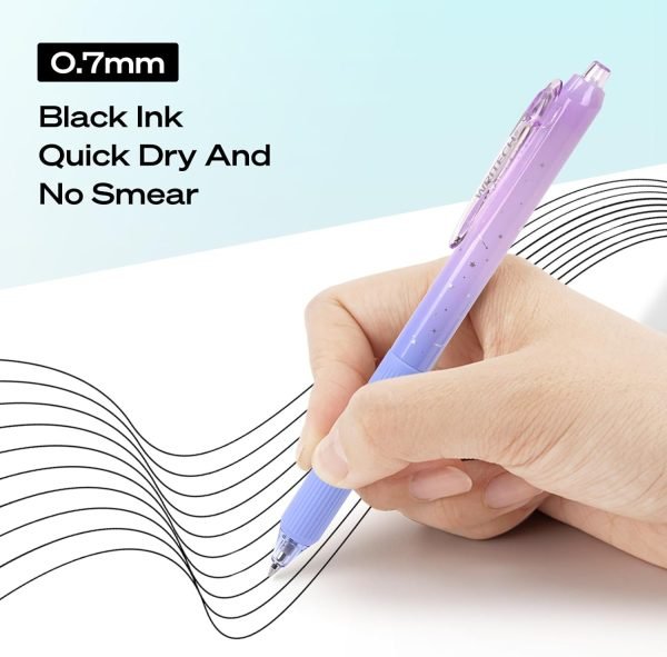 wholesale writech gel pens fine point: 0.7mm black ink retractable 6ct smooth writing with aesthetic gradient color barrel for journaling note taking silent click no smear nebula pen set free samples