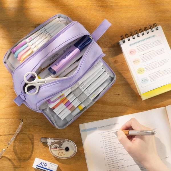 wholesale cicimelon large capacity pen pencil case with 4 compartments, multi-slot pencil pouch bag aesthetic school supplies organizer for teen girls, women, adults (purple) free samples