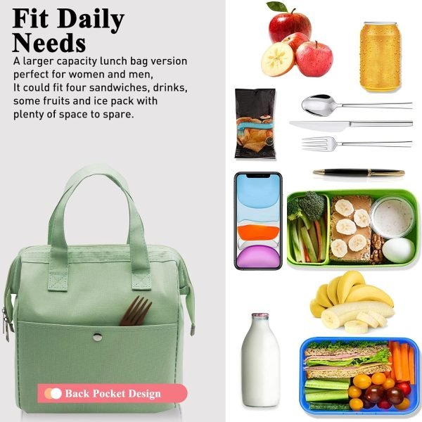 wholesale mziart insulated lunch bag simple bento cooler bag lunch tote bag for lunch box for women men adult picnic working hiking beach (light green) free samples