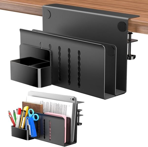 wholesale 2 tier desk organizer, desk side storage, laptop stand, under desk storage, laptop holder, steel hanging desk organizer with magnetic pen holder, desk storage holder for office and home free samples