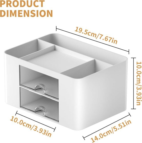 wholesale marbrasse pen organizer with 2 drawer, multi-functional pencil holder for desk, desk organizers and accessories with 5 compartments + drawer for office art supplies (white) free samples