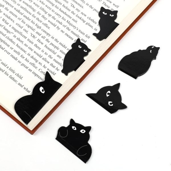 wholesale black cat bookmarks for women,6 pcs magnetic bookmarks cute cat book mark clips set book markers for cat lover gifts magnetic book page clips kawaii bookmark for women teachers students book lovers free samples