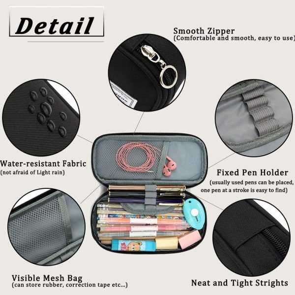 wholesale fuxingyao pencil case, multi- slot pencil pouch, portable pencil bag, pen case for& office(black) free samples