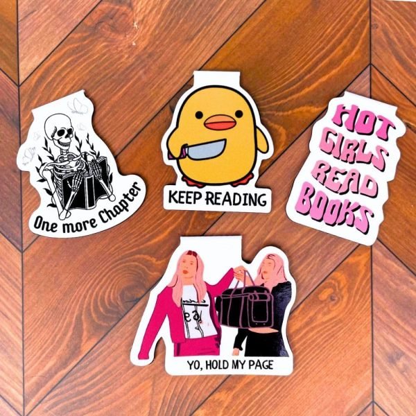 wholesale yj premiums 4pc funny magnetic bookmarks | fun cute magnet book marks reading lost hot girls read books you were right here for women work adults travel school teacher office supplies gifts free samples