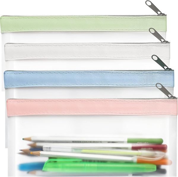 wholesale 4 pack clear pencil pouch, cute pencil case pouch, pencil bag with zipper, teen portable pencil pouch for school & stationery supplies free samples