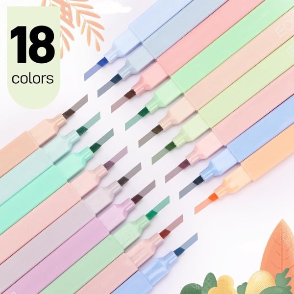 wholesale eoout 18pcs aesthetic cute pastel highlighters with assorted colors, bible highlighters and pens no bleed, soft chisel tip, dry fast, easy to hold for journal notes school office supplies (morandi) free samples