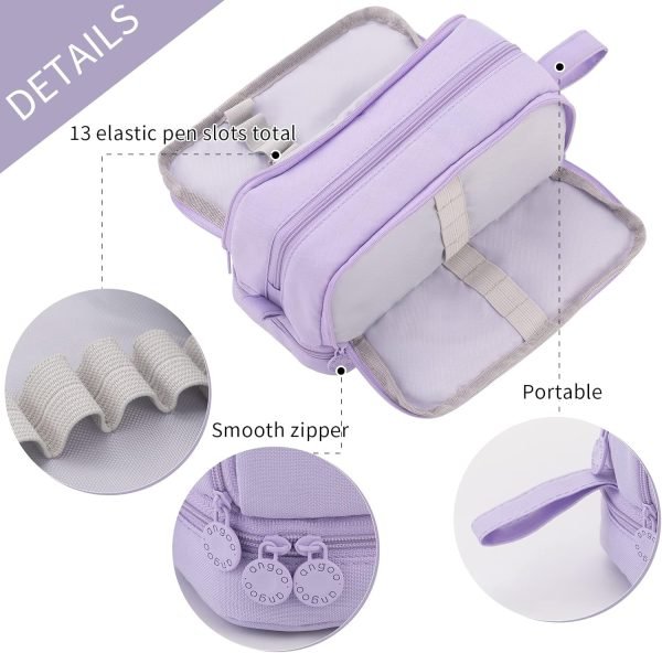 wholesale cicimelon large capacity pen pencil case with 4 compartments, multi-slot pencil pouch bag aesthetic school supplies organizer for teen girls, women, adults (purple) free samples