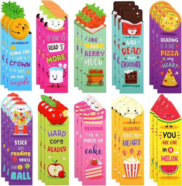 wholesale scented bookmarks kids scratch and sniff bookmarks fruit food theme bookmarks sayings bookmarks assorted scented bookmarks cute bookmarks for kids, students, teens, food lovers, 10 styles (30 pieces) free samples