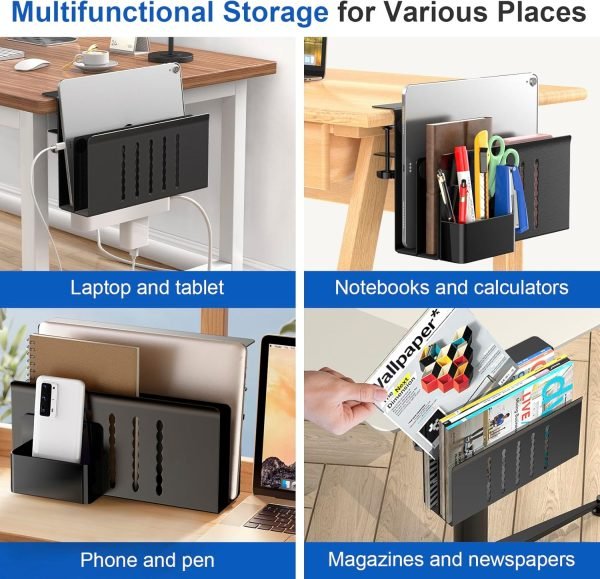 wholesale 2 tier desk organizer, desk side storage, laptop stand, under desk storage, laptop holder, steel hanging desk organizer with magnetic pen holder, desk storage holder for office and home free samples