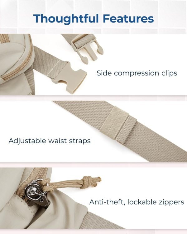 wholesale bagsmart fanny packs for women small belt bag with adjustable strap waist pack for running workout traveling hiking, beige free samples