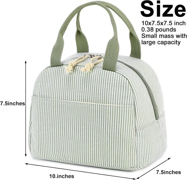 wholesale bluboon lunch bag for women men cute corduroy lunch tote bags reusable insulated lunch box large capacity reusable insulated cooler for work picnic or travel (stripes green) free samples