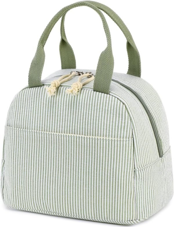 wholesale bluboon lunch bag for women men cute corduroy lunch tote bags reusable insulated lunch box large capacity reusable insulated cooler for work picnic or travel (stripes green) free samples