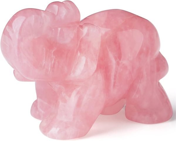 wholesale 2" rose quartz elephant decor healing crystal cute polished natural stone hand-carved big pink sculpture statue figurines gemstone energy hippie home room office desk decoration gifts for women men free samples