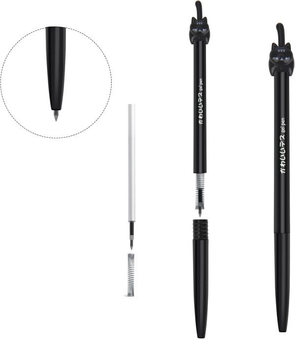 wholesale retractable cat gel pens,fine point 0.5mm black ink,cute kitty fun ball point pens for girls kids school office supplies,12pcs fun pens. free samples