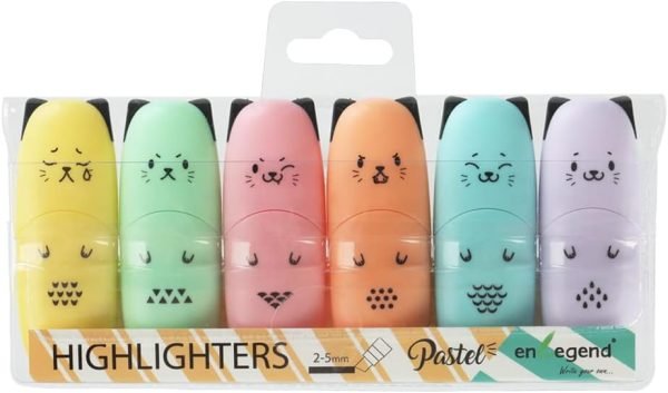 wholesale 6 pieces cat shape cute mini highlighter pen pastel color chisel tip kawaii kids stocking stuffers gift highlighter marker free samples