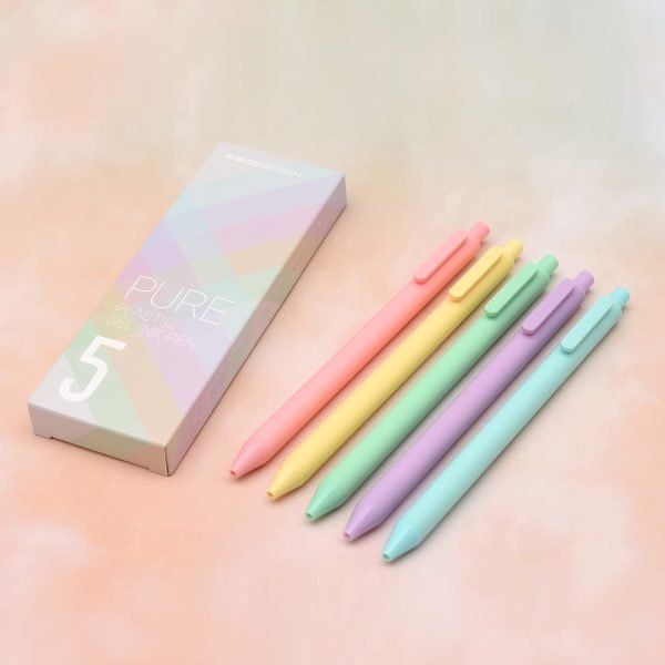 wholesale kaco pack of 5 pieces gel ink pens colored ink cute retractable pens for note taking 0.5mm fine point (macarons) free samples