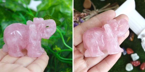 wholesale 2" rose quartz elephant decor healing crystal cute polished natural stone hand-carved big pink sculpture statue figurines gemstone energy hippie home room office desk decoration gifts for women men free samples