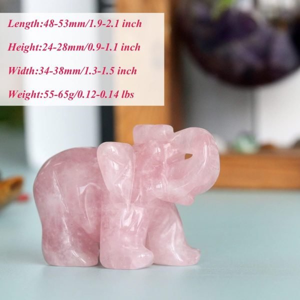 wholesale 2" rose quartz elephant decor healing crystal cute polished natural stone hand-carved big pink sculpture statue figurines gemstone energy hippie home room office desk decoration gifts for women men free samples