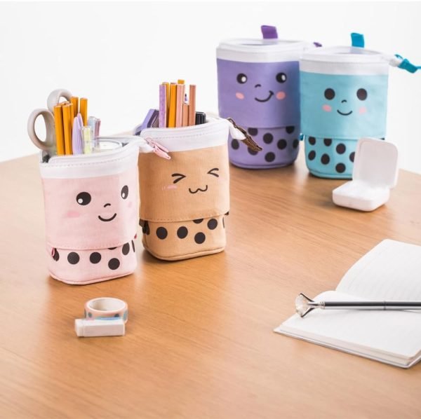 wholesale telescopic pencil bag pen holder pop up stationery case, stand-up retractable transformer bag standing organizer, great for christmas holiday new year office bag free samples