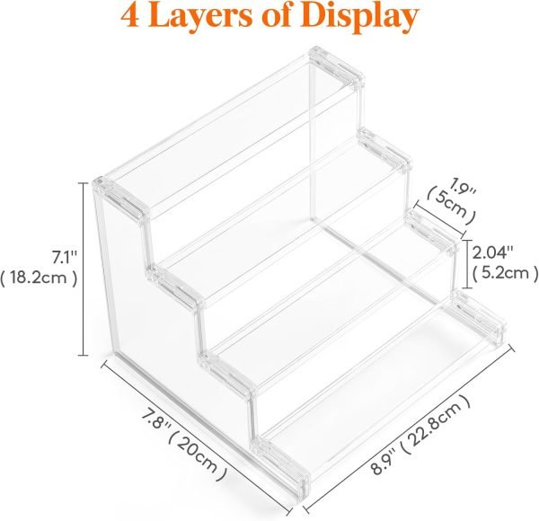 wholesale lifewit 4 tier clear display risers stand, plastic organizers for figures, cupcake, perfume, dessert, desktop display stand for organize and decoration free samples