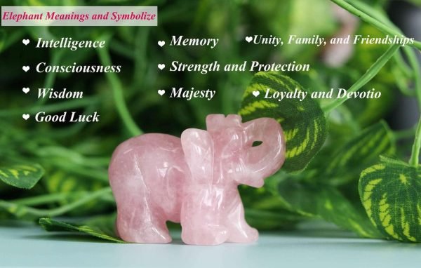 wholesale 2" rose quartz elephant decor healing crystal cute polished natural stone hand-carved big pink sculpture statue figurines gemstone energy hippie home room office desk decoration gifts for women men free samples