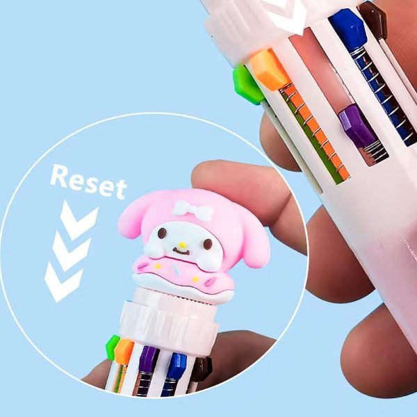 wholesale 6pcs of 0.5mm multicolor ballpoint pens, ten colors in one retractable cartoon cute ballpoint pen, suitable for office back to school supplies students and children gift free samples