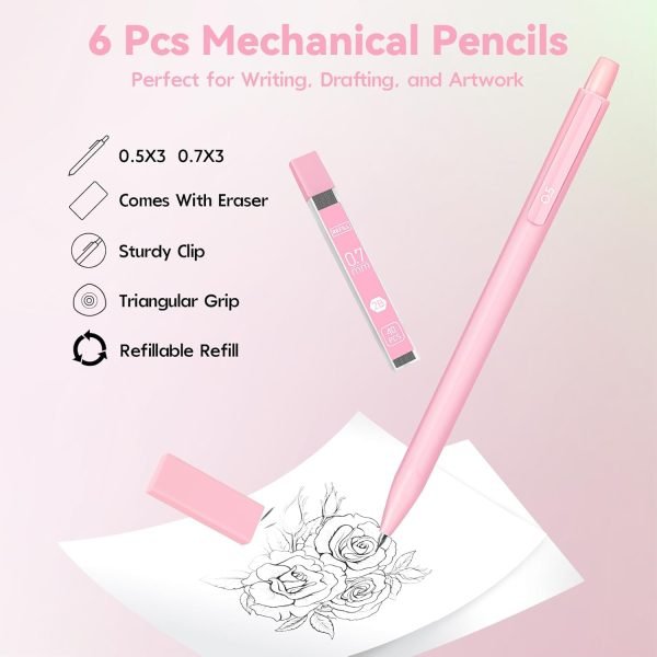 wholesale 52 pcs aesthetic school supplies with cute pencil case, stationery essentials with pens pencils and pastel highlighters set,college back to school supplies for teen girls,pastel office supplies-pink free samples