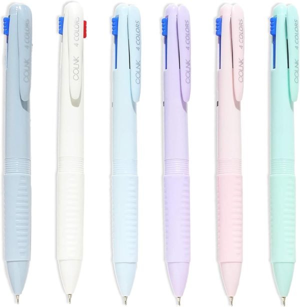 wholesale colnk multicolor ballpoint pen 0.5, 4-in-1 colored pens fine point,ballpoint gift pens for planner journaling,assorted ink, 6-count free samples