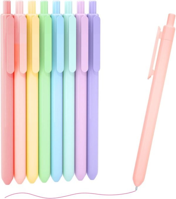 wholesale shuttle art colored retractable gel pens, 8 pastel ink colors, cute pens 0.7mm fine point quick drying for black paper writing drawing journaling note taking school office home free samples