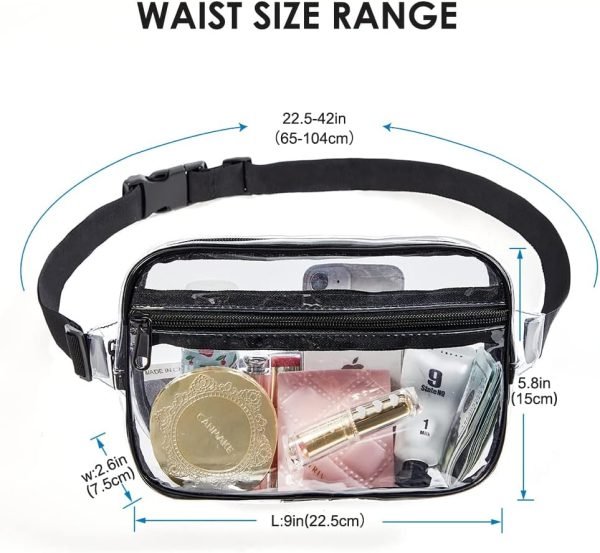 wholesale clearworld clear fanny pack for women men, stadium approved waist pack with adjustable strap,fashion belt bag for festival, games,travel and concerts free samples