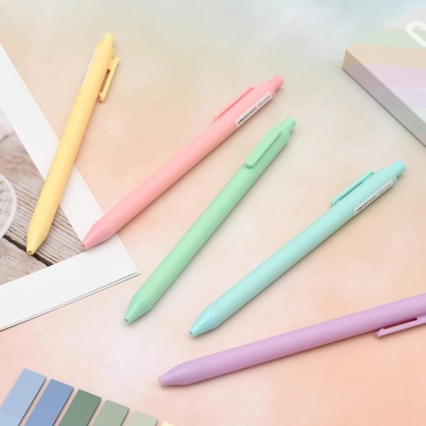 wholesale kaco pack of 5 pieces gel ink pens colored ink cute retractable pens for note taking 0.5mm fine point (macarons) free samples