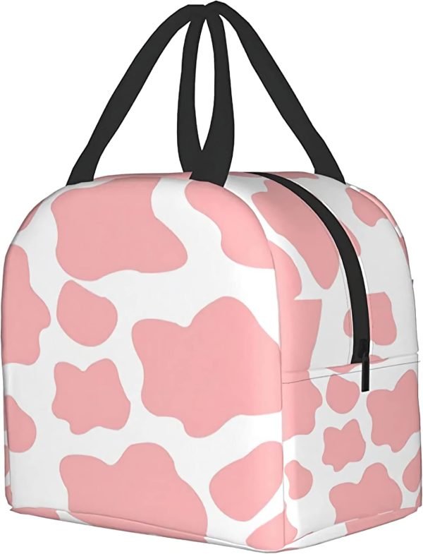 wholesale carati insulated lunch bag reusable lunch box women men, cooler lunch boxes waterproof lunch tote for picnic office work, cute pink strawberry cow print  with your logo & design