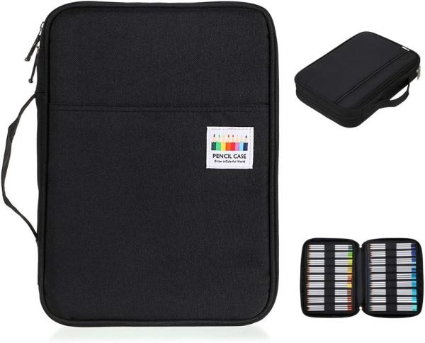 wholesale btsky portable colored pencil case - colored pencil organizer holds 166 pencils or 112 gel pens large capacity zippered pencil holder gel pens (black) free samples