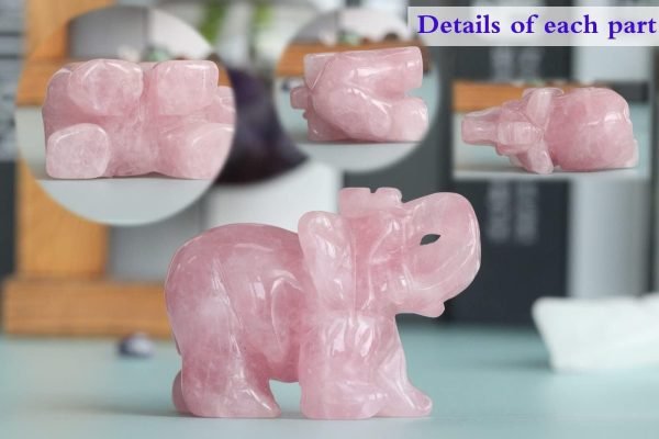 wholesale 2" rose quartz elephant decor healing crystal cute polished natural stone hand-carved big pink sculpture statue figurines gemstone energy hippie home room office desk decoration gifts for women men free samples