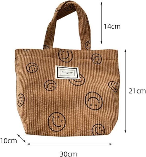 wholesale corduroy smiley lunch bag for girls lunch box cute lunch bags for women (beige)  with your logo & design