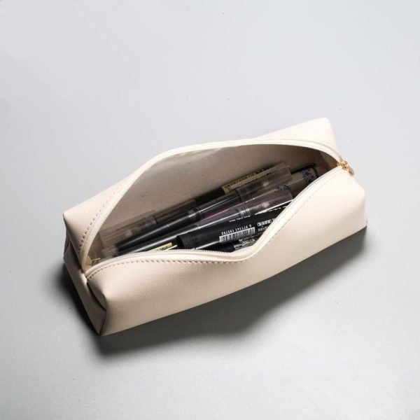 wholesale pencil case cosmetic pouch pu leather zipper pen case for pen and pencils (black) free samples