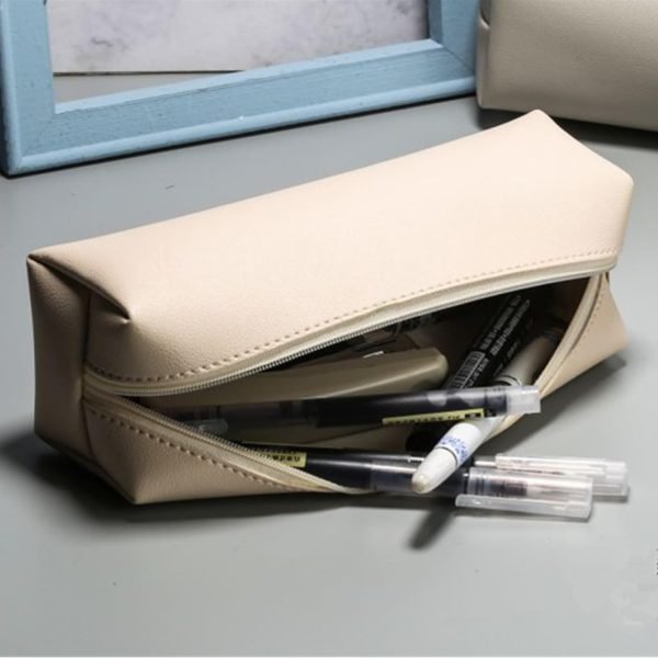 wholesale pencil case cosmetic pouch pu leather zipper pen case for pen and pencils (black) free samples