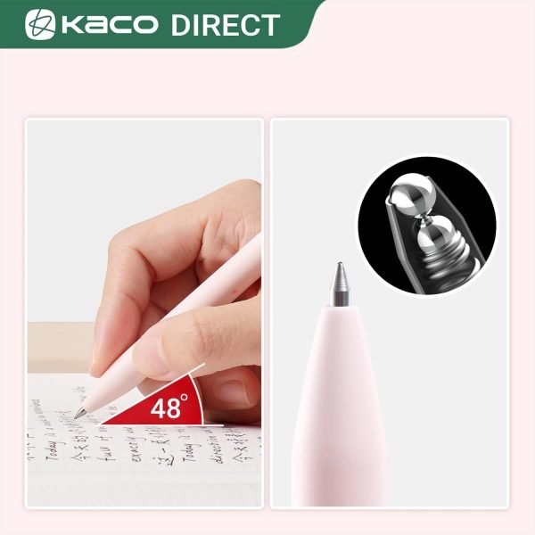 wholesale kaco first gel pens cute stationery, pack of 2 pieces heart pen set with extra 4 black refills (2 pink) free samples