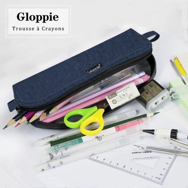 wholesale gloppie pencil bag aesthetic simple pencil case practical pencil pouch small pen holder office stationery back to school supplies, blue free samples