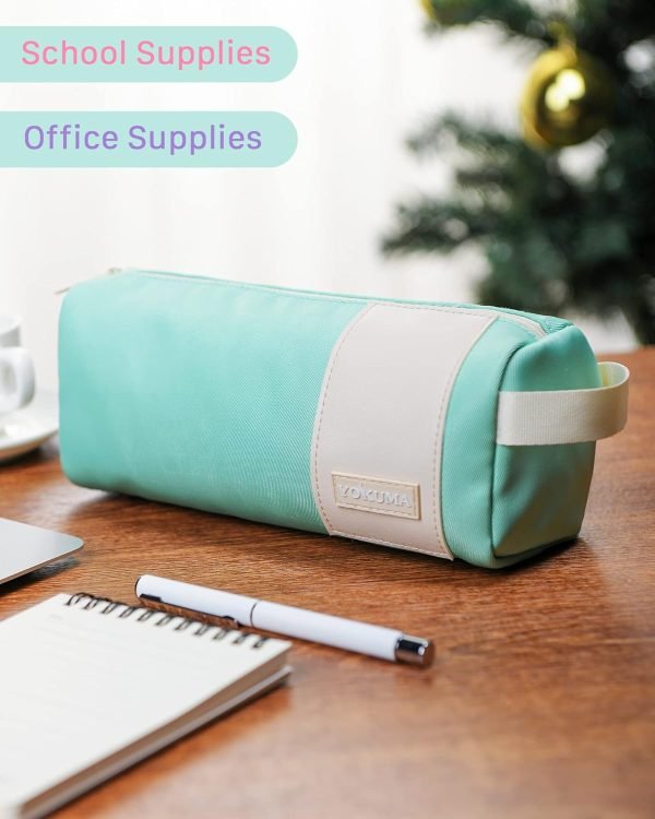 wholesale yokuma pencil case, large capacity aesthetic pencil pouch bag for college adults, office supplies stationery organizer, light green free samples