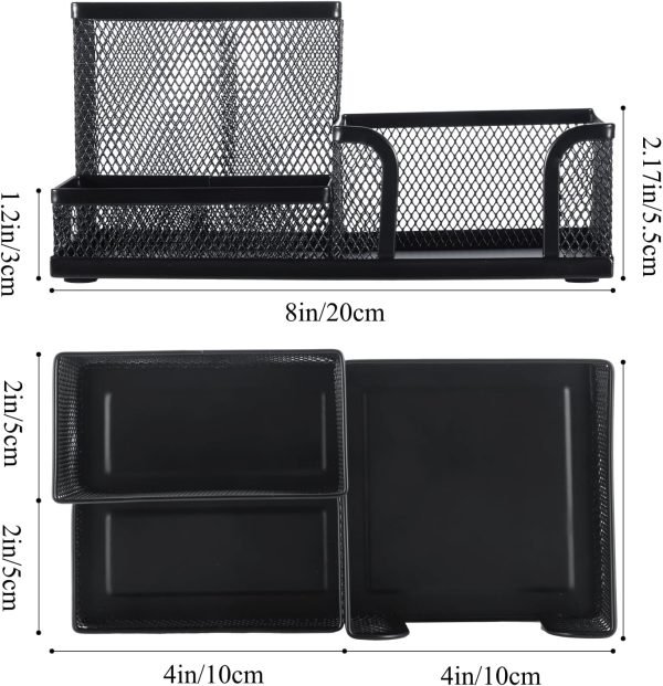 wholesale m&g mesh pen holder desk organizers pencil holder for desk black, 3 compartments metal office supply organizer with sticky notes holder for school home office free samples